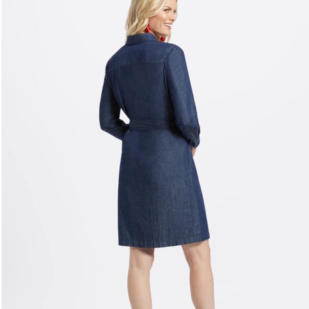 New Draper James Belted Chambray Shirtdress - Picture 5 of 9